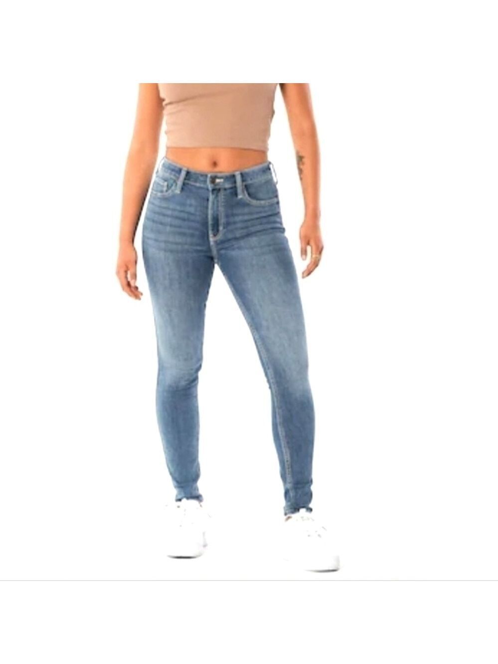 Hollister Medium Wash Faded Skinny Jeans Mid Rise Straight Leg Stretch Denim